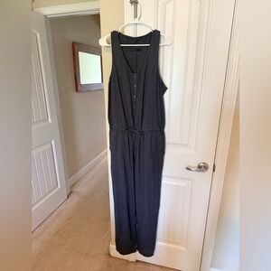 Prana Charcoal Sleeveless Button-Front Jumpsuit